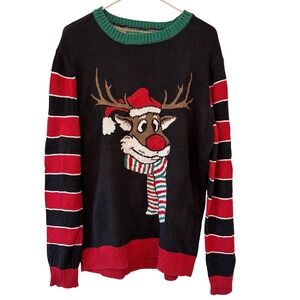 Mens Funny Ugly Christmas Sweater XL Rudolph Reindeer Pooping Candy